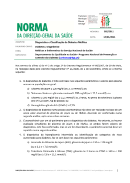 Diagnóstico e Classificação da Diabetes Mellitus