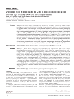Diabetes Tipo II: qualidade de vida e aspectos psicol&oacute;gicos