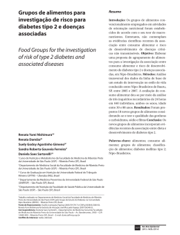 Grupos de alimentos para investiga&ccedil;&atilde;o de risco para diabetes tipo 2