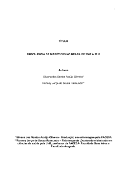 1 TÍTULO PREVALÊNCIA DE DIABÉTICOS NO BRASIL DE 2007 A
