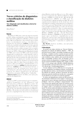 Novos critérios de diagnóstico e classificação da diabetes mellitus