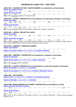 HOR&Aacute;RIOS DO LAGOA VIVA &ndash; DIAS &Uacute;TEIS
