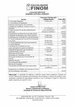 ,TAXAS DE sERvIÇos PERIODO: 01/07/2014 a 30/06/2015