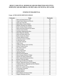 RESULTADO FINAL HOMOLOGADO DO PROCESSO