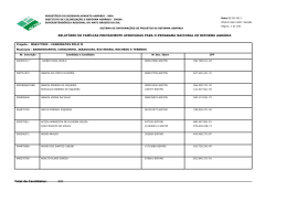 Relat&oacute;rio de fam&iacute;lias previamente aprovadas para o PNRA