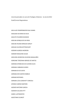 Lista de aprovados no curso de Teologia a Distancia no ano