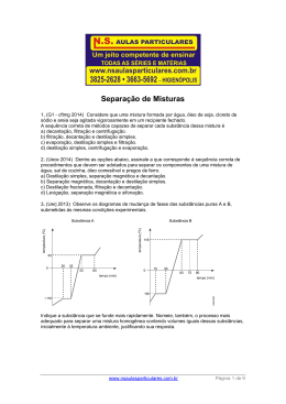 Separa&ccedil;&atilde;o de misturas &ndash; para 9&ordm; ano do EFII