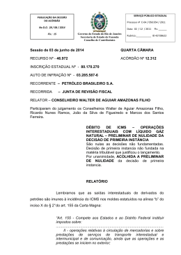 Sess&atilde;o de 03 de junho de 2014 QUARTA C&Acirc;MARA RECURSO N&ordm;