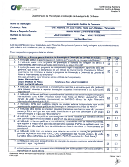 Question&aacute;rio de Preven&ccedil;&atilde;o e Detec&ccedil;&atilde;o de Lavagem de Dinheiro