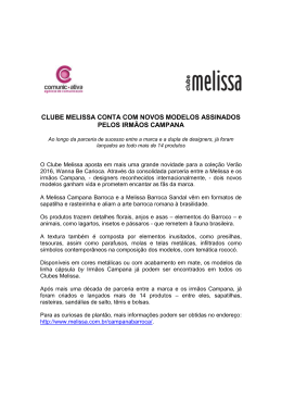 CLUBE MELISSA CONTA COM NOVOS MODELOS ASSINADOS