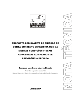proposta legislativa de cria&ccedil;&atilde;o de conta corrente espec&iacute;fica com as