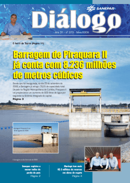 Barragem de Piraquara II já conta com 8.236 milhões de