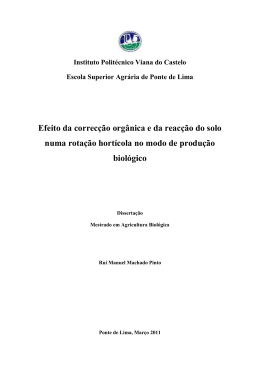 Efeito da correc&ccedil;&atilde;o org&acirc;nica e da reac&ccedil;&atilde;o do solo numa rota&ccedil;&atilde;o