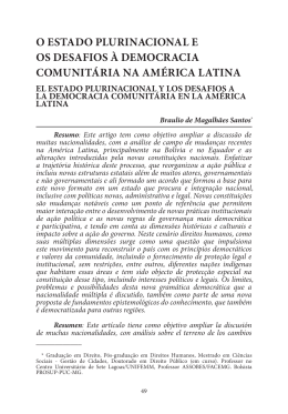 o estado plurinacional e os desafios à democracia comunitária na