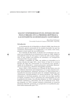 SALUD Y ENFERMEDAD EN EL ESTADO DE S&Atilde;O PAULO BRASIL