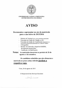 AVISO - Universidade Católica Portuguesa