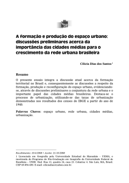 A forma&ccedil;&atilde;o e produ&ccedil;&atilde;o do espa&ccedil;o urbano