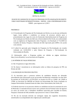 EDITAL No. 02/2013 SELE&Ccedil;&Atilde;O DE CANDIDATOS &Agrave;S VAGAS DO