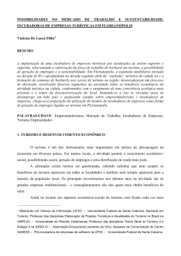implanta&ccedil;&atilde;o de uma incubadora de empresas tur&iacute;sticas em
