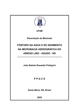 f&oacute;sforo na &aacute;gua e no sedimento na microbacia hidrogr&aacute;fica