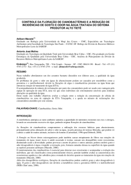 controle da floração de cianobactérias e a redução de incidências