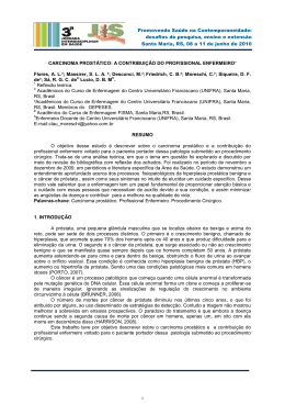 carcinoma prostático: a contribuição do profissional