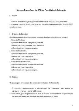 Normas do Programa (Anterior a 01/07/2009)