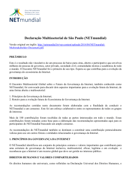 Declara&ccedil;&atilde;o Multissetorial de S&atilde;o Paulo (NETmundial)