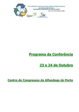 Programa da Conferência 23 e 24 de Outubro