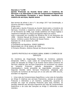 Quinto Protocolo ao Acordo Geral sobre o Com&eacute;rcio de Servi&ccedil;os e