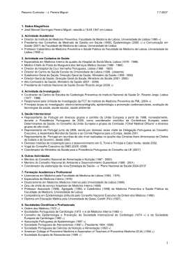 Resumo Curricular &ndash; J. Pereira Miguel 7.7.2007 1. Dados