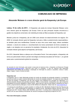 Kaspersky Lab Press Release director geral europa