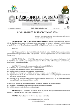 Resolu&ccedil;&atilde;o n&ordm; 33, de 12 de dezembro de 2012