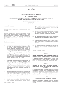 Decisão de Execução da Comissão, de 5 de dezembro de 2012