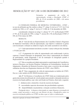 RESOLUÇÃO Nº 1017, DE 14 DE DEZEMBRO DE 2012 - CRMV-SP