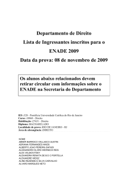 Departamento de Direito Lista de Ingressantes inscritos para o