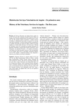 Hist&oacute;ria dos Servi&ccedil;os Veterin&aacute;rios de Angola &ndash; Os primeiros