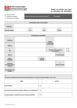 Pedido de subsídio para plano de actividades das associações