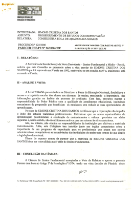 INTERESSADA: SIMONE CRISTINA DOS SANTOS AS SUNTO