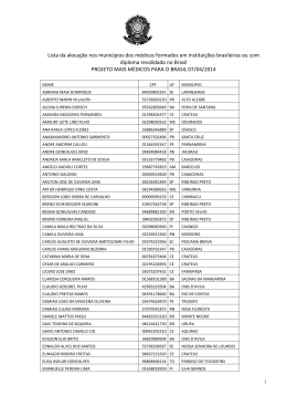 Lista da alocação nos municípios dos médicos formados em