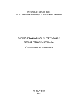 preven&ccedil;&atilde;o de riscos e perdas em hotelaria