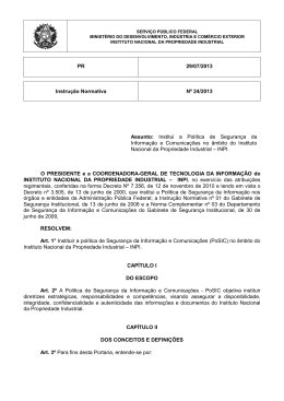 PR 29/07/2013 Instru&ccedil;&atilde;o Normativa N&ordm; 24/2013 Assunto: Institui a