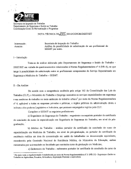 Secretaria de Inspe&ccedil;&atilde;o do Trabalho Departamento de Seguran&ccedil;a e