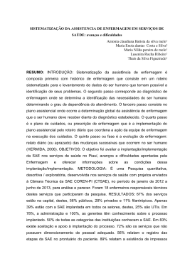 sistematização da assistencia de enfermagem em serviços de saúde
