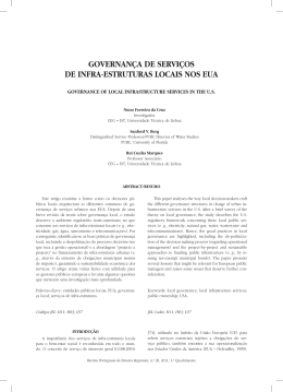 GOveRnAn&ccedil;A de seRvi&ccedil;Os de inFRA-estRUtURAs LOcAis