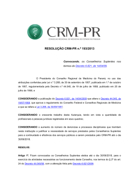 RESOLUÇÃO CRM-PR n.º 193/2013 - Conselho Federal de Medicina