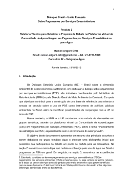 1 Di&aacute;logos Brasil &ndash; Uni&atilde;o Europeia Sobre Pagamentos por Servi&ccedil;os
