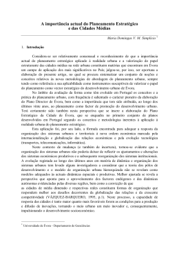 A import&acirc;ncia actual do Planeamento Estrat&eacute;gico e das Cidades