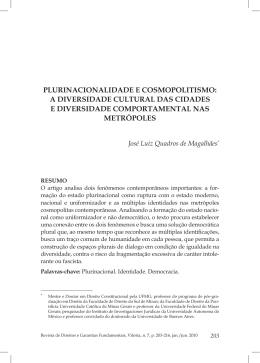 plurinacionalidade e cosmopolitismo: a diversidade cultural das