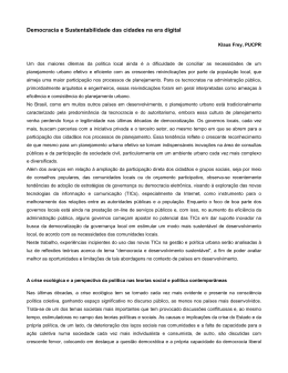 Democracia e Sustentabilidade das cidades na era digital